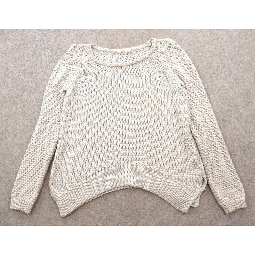 Moth Sweater Womens Medium Silver Open Knit Pullover Round Neck